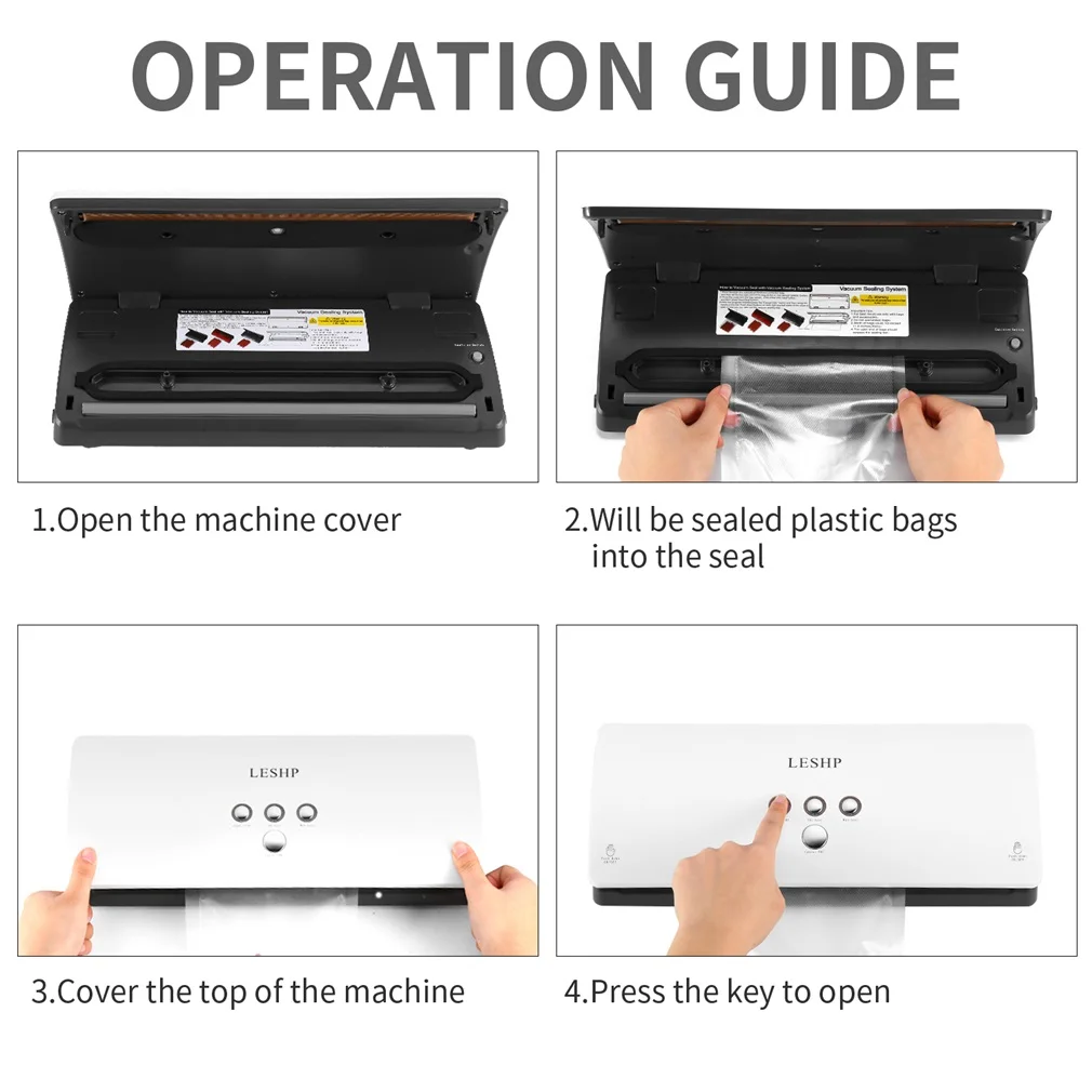 LESHP Portable Compact Simple Operations Vacuum Sealer Sealing Machine for Household Food Preservation White ABS | Инструменты