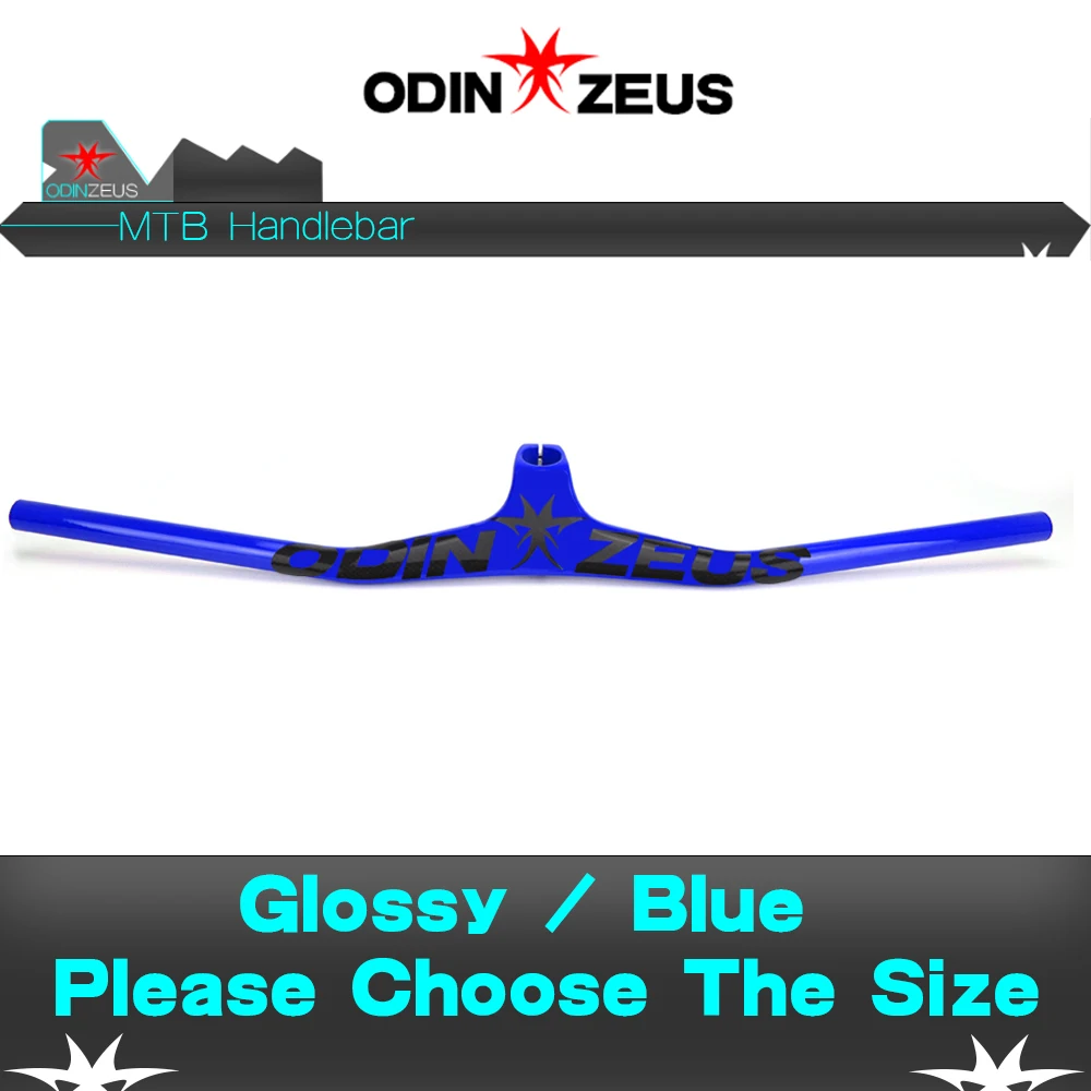Glossy Blue ODINZEUS Manillar углеродный MTB велосипедный руль однообразный Интегрированный руль со стволом 3 к черный глянец/матовый углеродный руль - Цвет: Glossy Blue