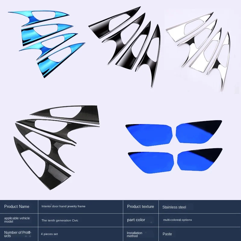 

Suitable for Honda 10 Th Generation Civic Car Door Handle Decorative Frame Hatchback Civic Inner Door Handle Bowl Patch Interior