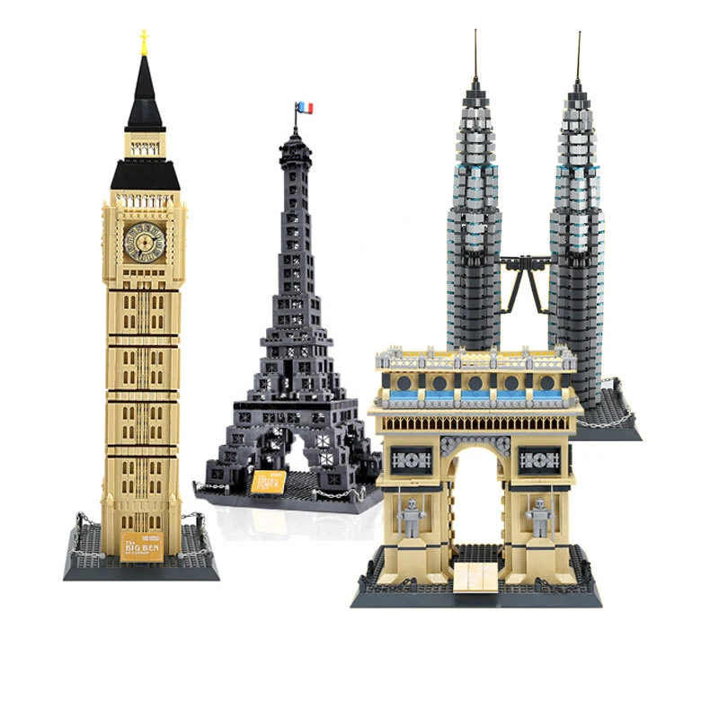 

New City Architecture kit Compatible Colosseum Eiffel Tower Paris Arc de Triomphe Notre Dame Model Building Blocks kids toy