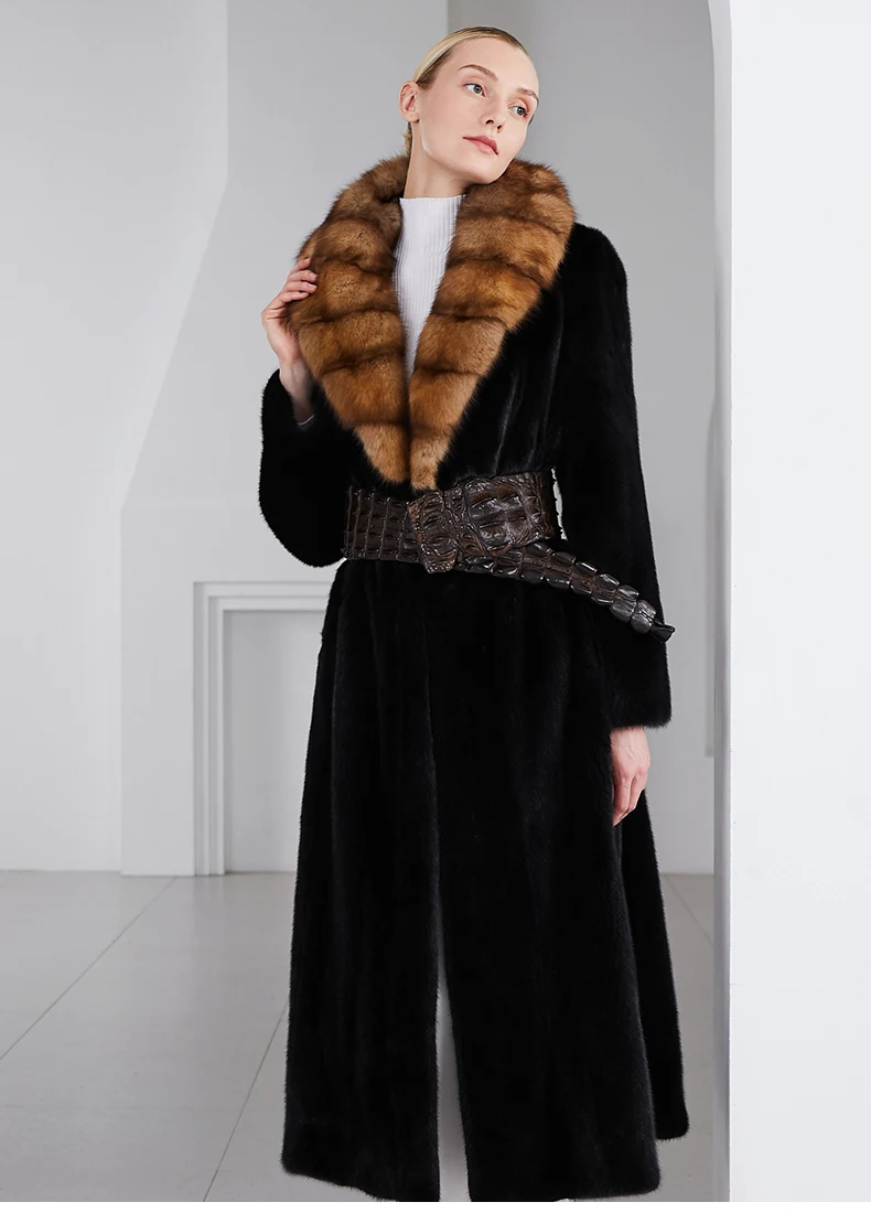 Arlenrуникальная Новинка 2019 модная шуба из меха соболиного норки Длинная женская с