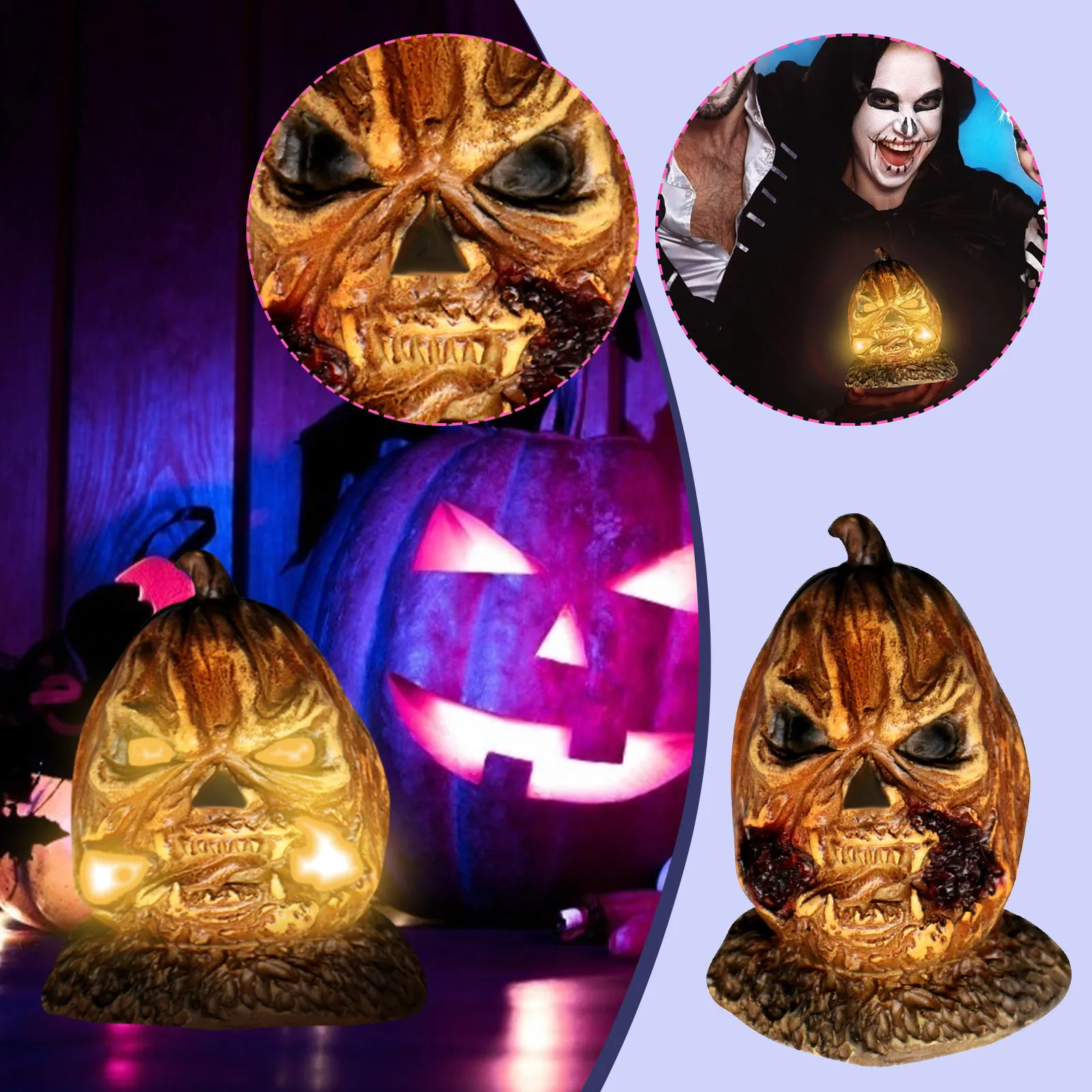 Деревянный фонарь в виде тыквы на Хэллоуин украшение для вечеринки дома офиса