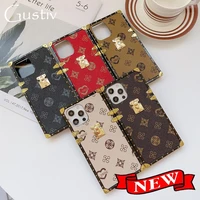 iphone 12 pro max luxury square pu leather phone case for iphone mini 11 xs pro max x 6 7 8 plus xr fashion vintage lattice case