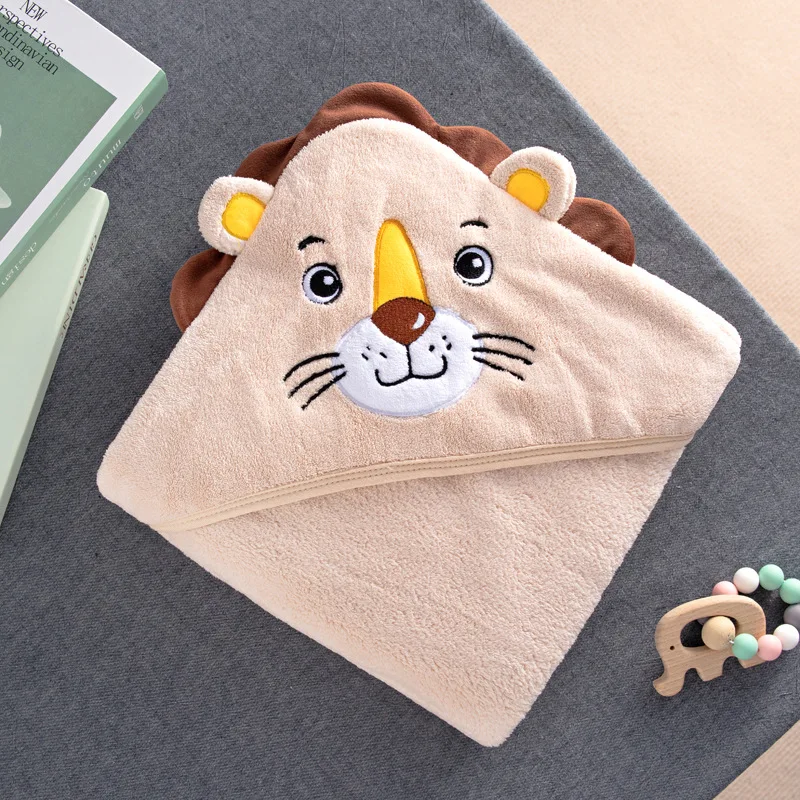 Newborn Baby Hooded Bath Towel Toddler Bathrobe Soft Blanket Lion Bear Flannel For Infant Boys Girls Swaddle Wrap | Мать и ребенок