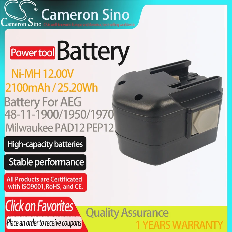 Аккумулятор Cameron Sino для Milwaukee 48-11-1900 1950 1960 1967 подходит для AEG BDSE 12T 12X B12T, Сменный аккумулятор для электроинструментов 2100 мАч