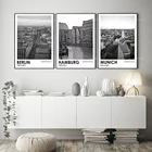 Набор из 3 черно-белых художественных фотографий Берлина, Мальвина и Гамбурга, немецкий город