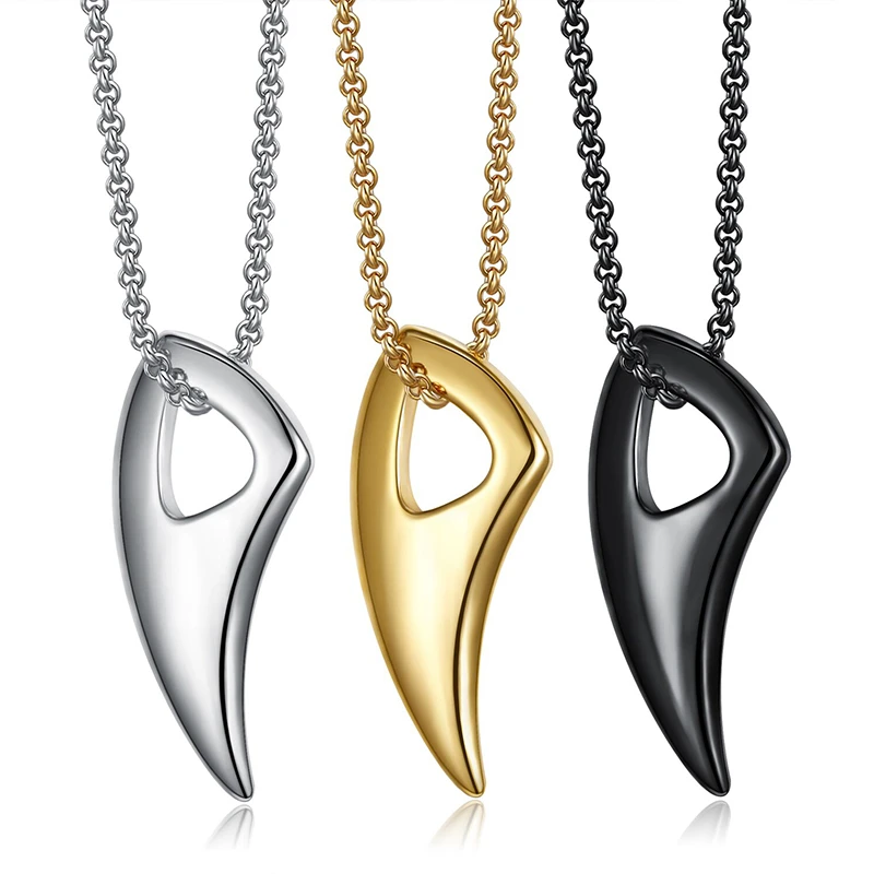 

Domineering Titanium Steel Wolf Tooth Pendant Necklace Steampunk Men's Stainless Steel Accessories Hip Hop Jewelry