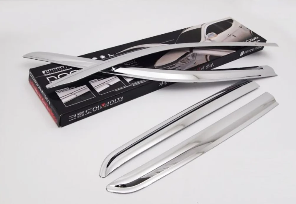 Хромированный козырек от дождя для двери и боковых окон, дефлектор для защиты от солнца и ветра, серебристый козырек для поездок, для Toyota Hilux Vogo