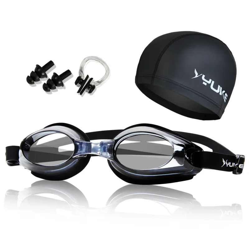 Goggles Cap Set YUKE L-5XL, мужская Кепка с принтом, купальный костюм, комфортный, для взрослых, Быстросохнущий купальник, очки для плавания, набор, шорты, шляпа, очки, спа, купальный костюм - Цвет: Goggles Cap Set