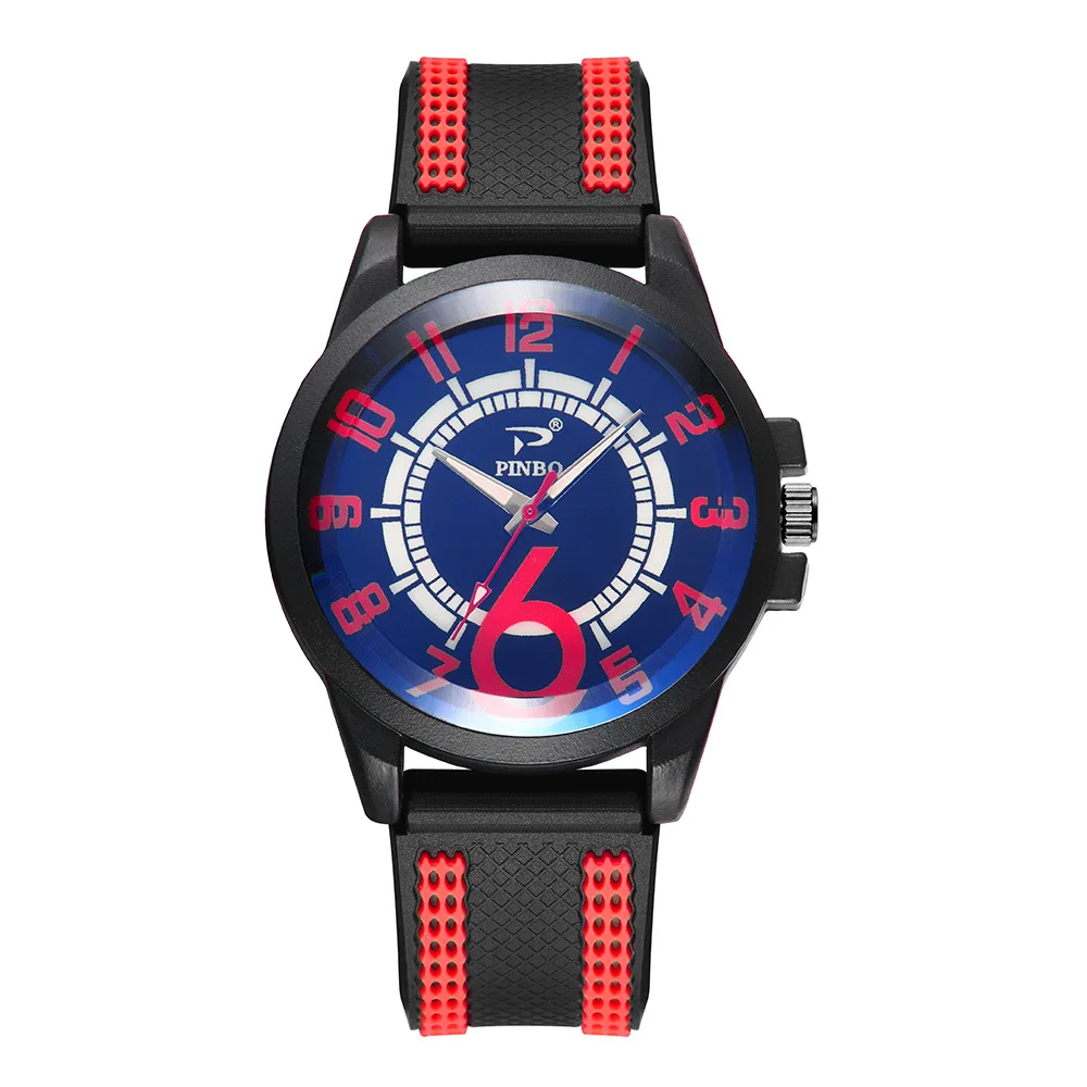 

Nice PopCasual Fashion Trend Round Cut Glass Numbers Engraved Silicone menS Watch Quartz menS Explosive Watch