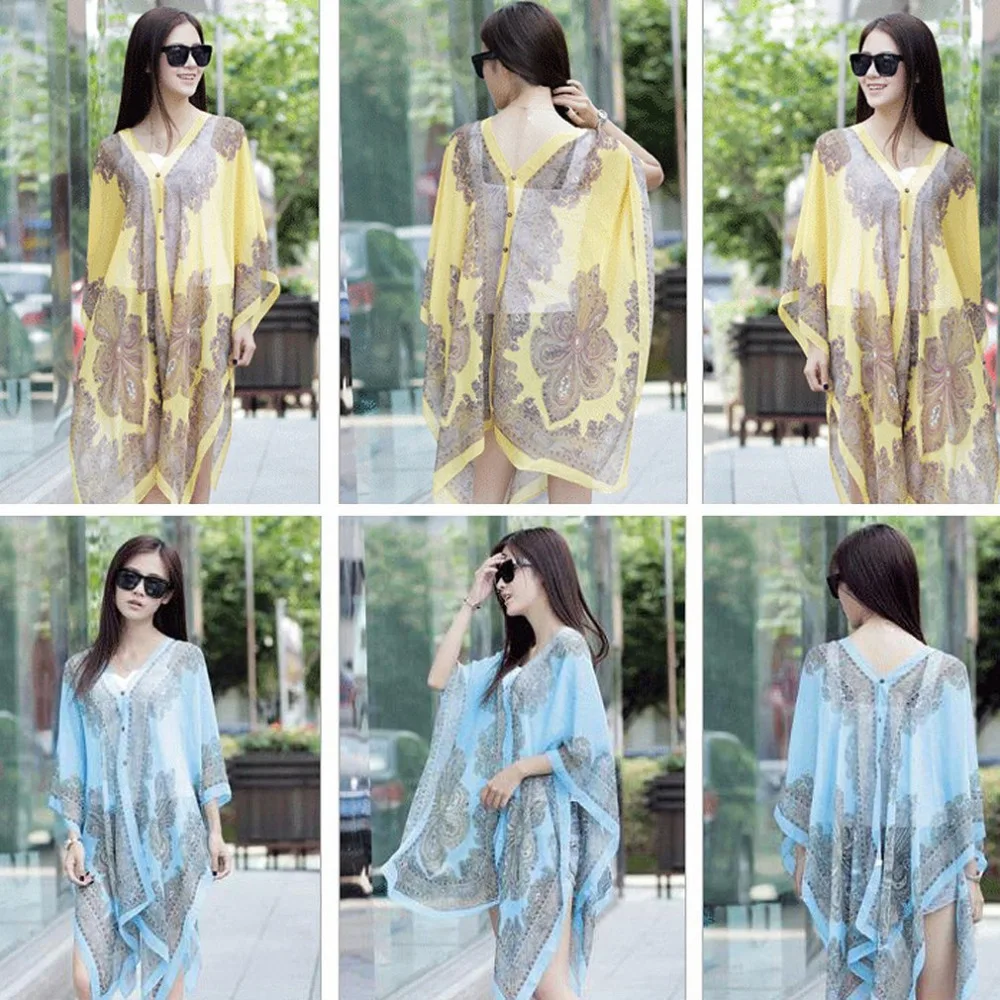 2017 Модный летний стильный цветочный принт складной шифоновый шарф пляжное