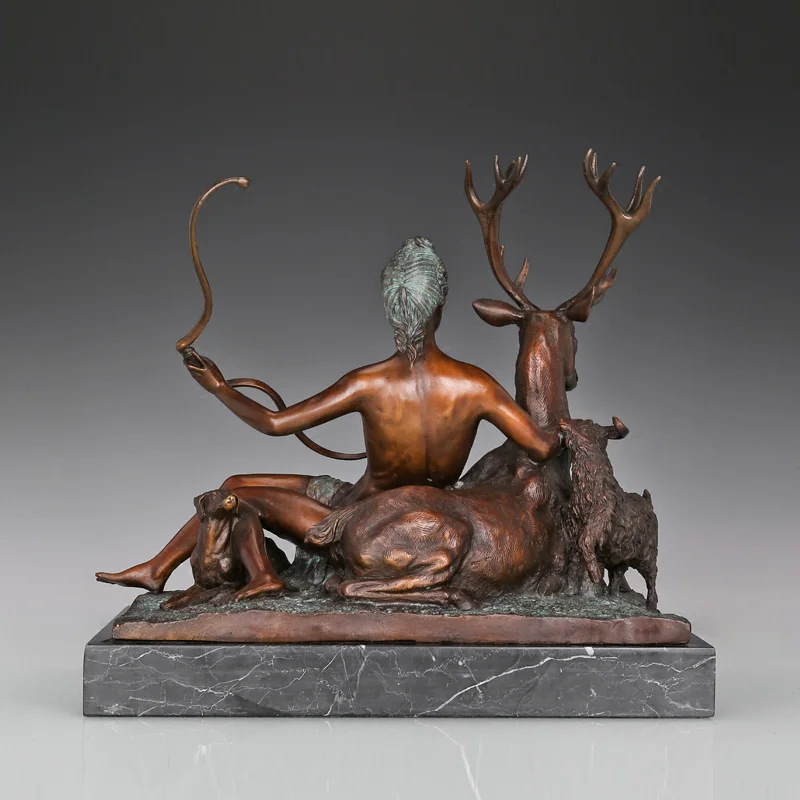

Greek Sculpture Art Diana Artemis with Deer Statues Hunting Goddess Hot Casting Bronze Brass Home Decoration Gifts