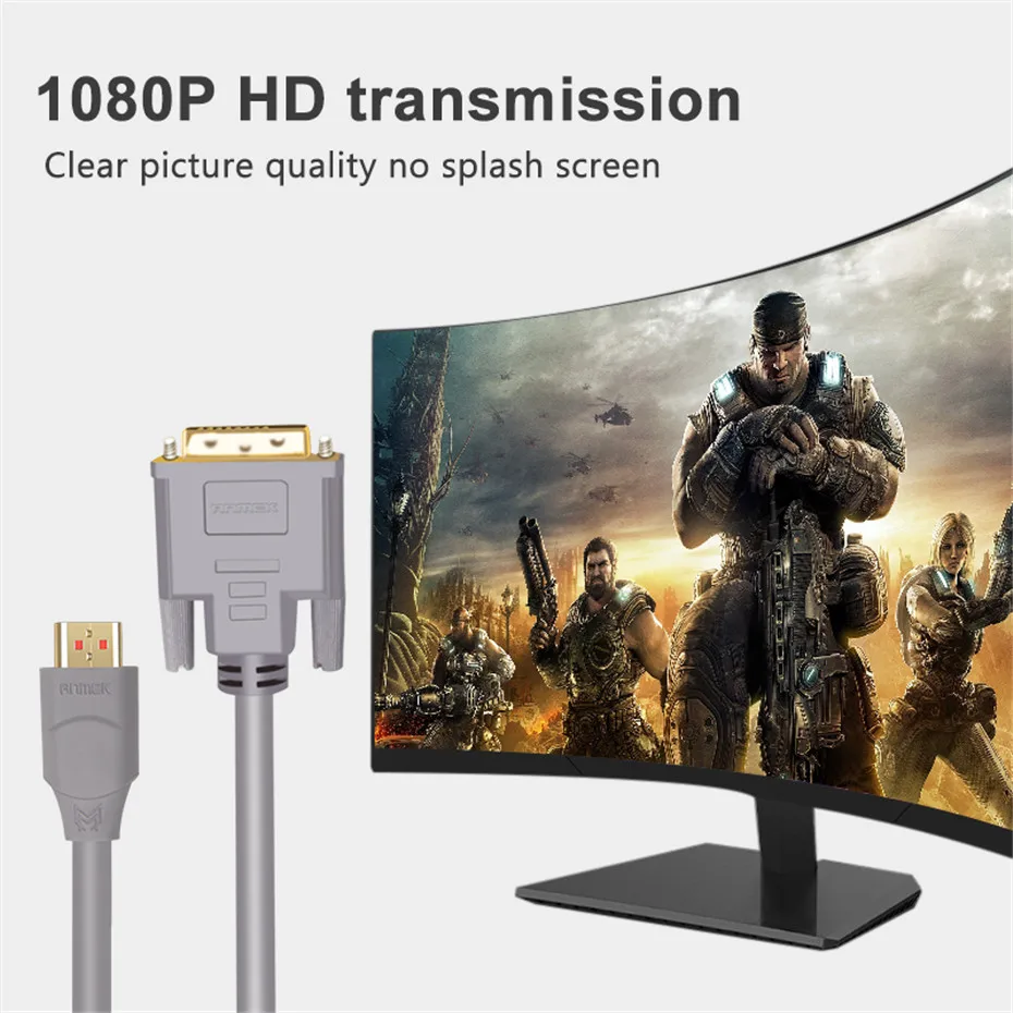 Anmck Кабель HDMI DVI двунаправленный D 24 + 1 кабель со штыревыми соединителями на обоих