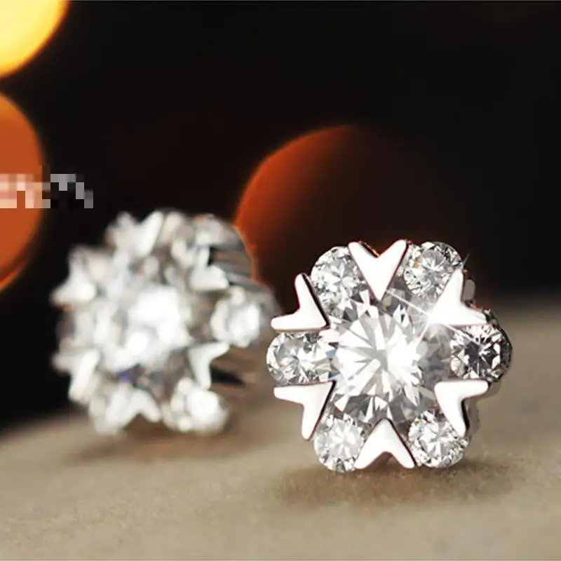 Женские посеребренные серьги гвоздики с цирконом|Серьги-гвоздики| |