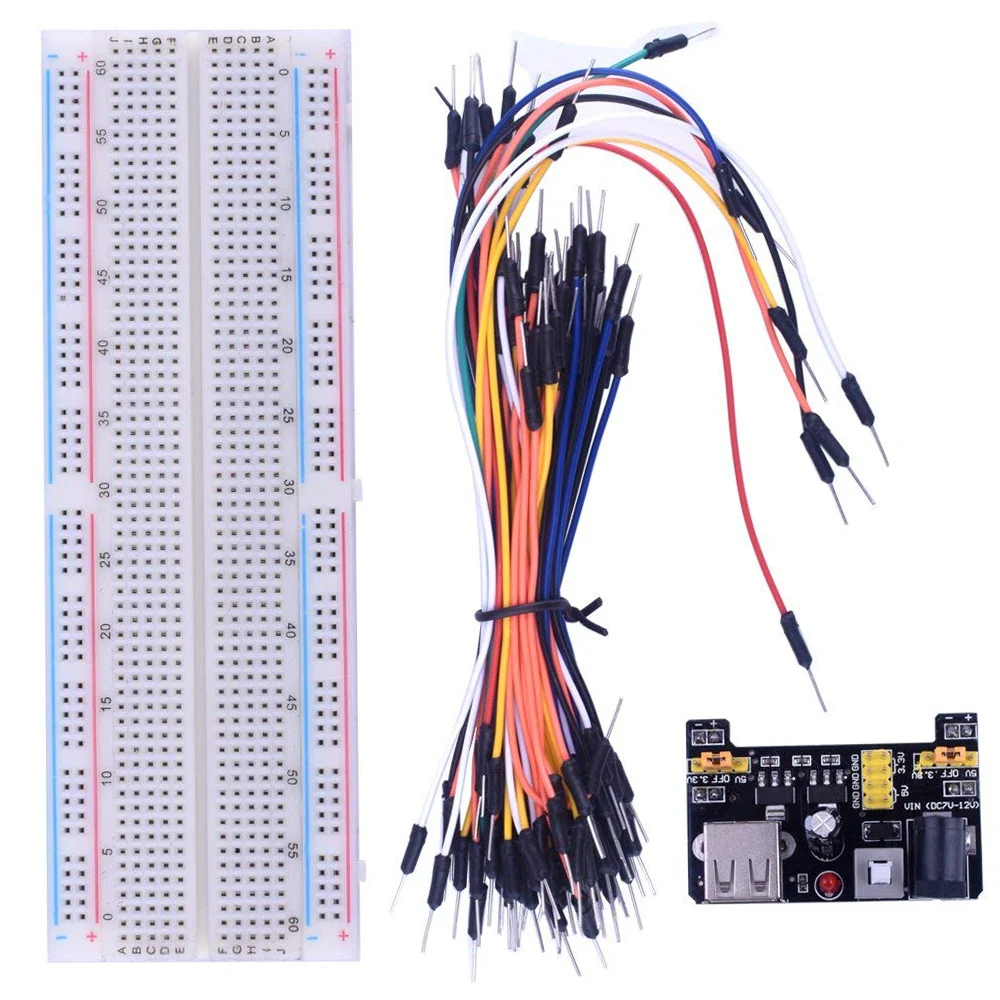 

3.3V/5V MB102 Breadboard Power Module+MB-102 830 Points Prototype Bread Board For Arduino kit +65 Jumper Wires Wholesale