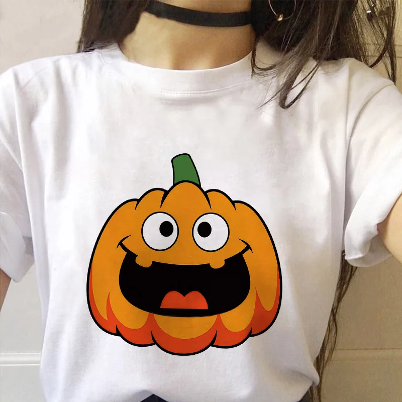 

T Shirt Women Casual Tshirts Cute Pumpkin T-shirt Summer Cartoon Graphic Tshirt 90s Halloween Top Tees Female T-shirts Cloth