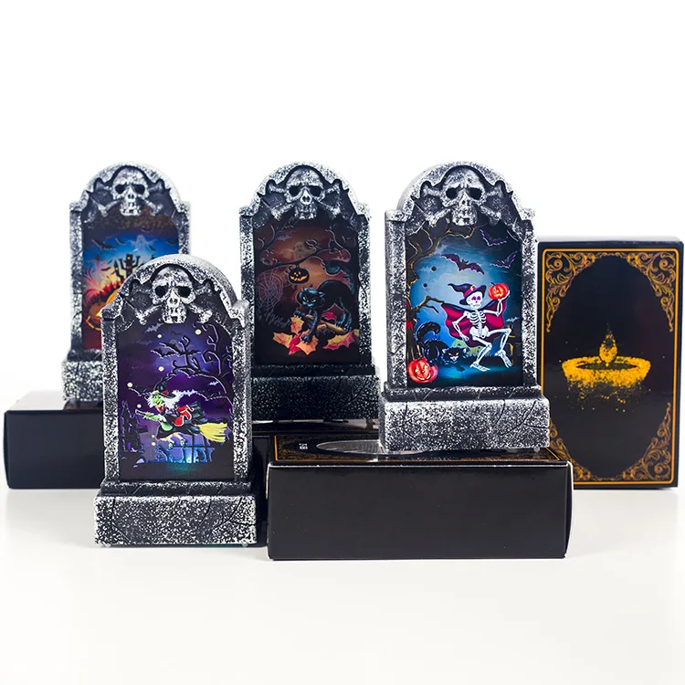 1 шт. украшение для Хэллоуина искусственное пламя надгробный камень скелет тыква