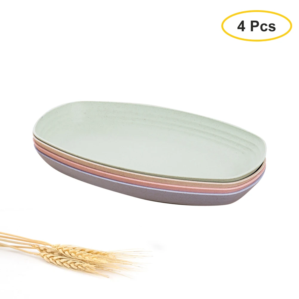 Wheat Straw Plastic Plates Dinnerware Set Reusable-Unbreakable Dinner Plate Eco Friendly Dishwasher & Microwave Safe | Дом и сад