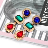 wholesale colorful crystals long drop earrings for women fashion jewelry accessories dangling pendientes bijoux wedding gifts