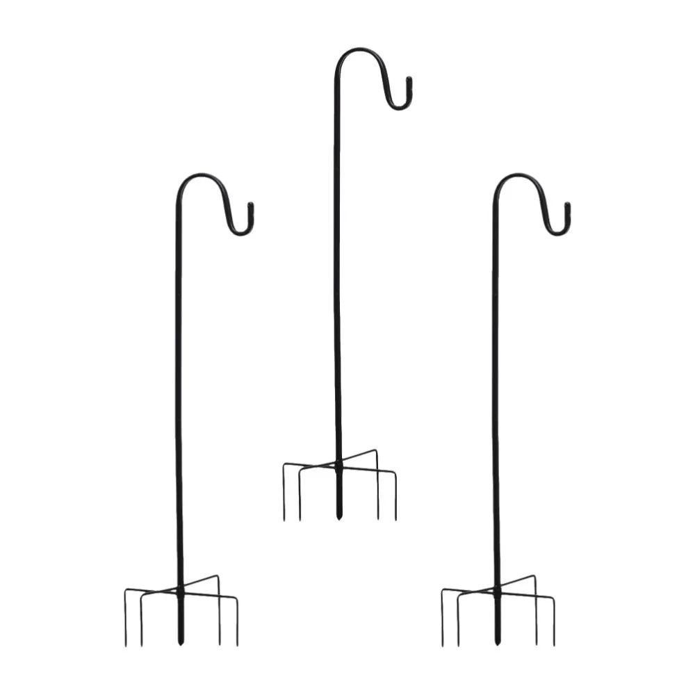 

3PCS Sturdy Shepherd Hook Garden Hanging Hook Flower Basket Bird Feeder Hook