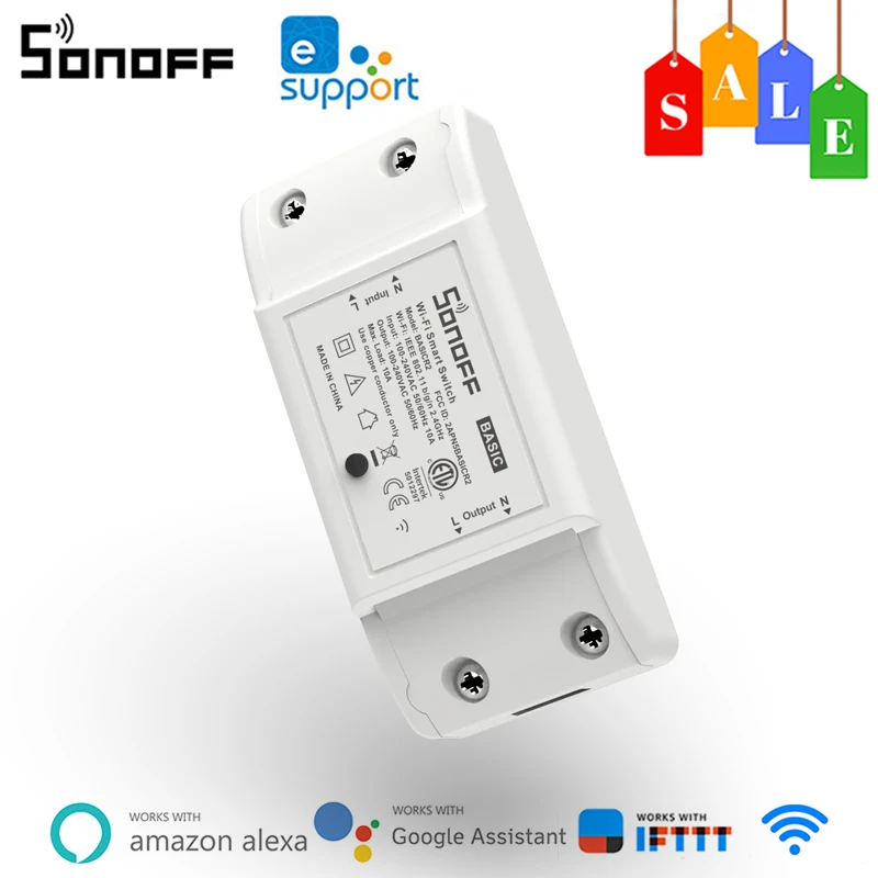 Смарт-переключатель SONOFF BasicR2 с поддержкой Wi-Fi и управлением через приложение Ewelink