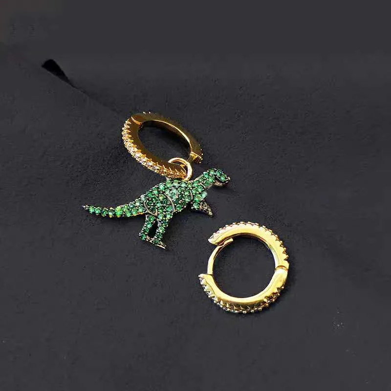 

S925 Sterling Silver New Rainbow Crocodile Flamingo Ice Cream Asymmetric Earrings Fashion French Sweet Romantic Style Jewelry
