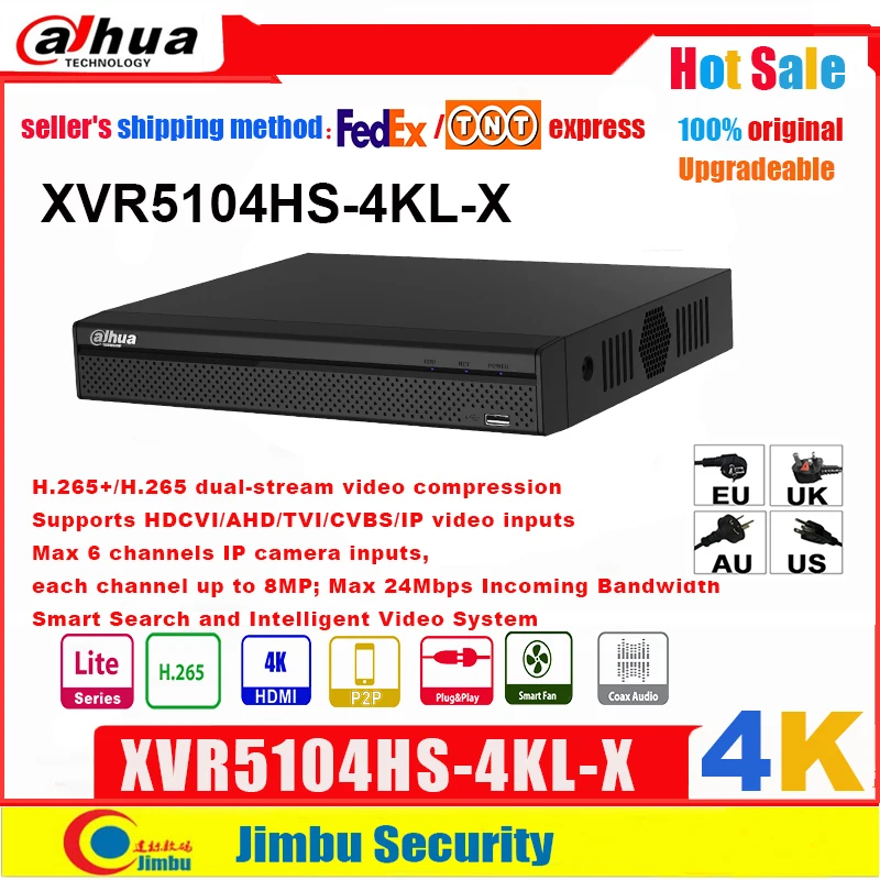 Dahua XVR 4K XVR5104HS 4KL X H.265 + / IVS Интеллектуальный поиск до 8 МП Поддержка видеовходов