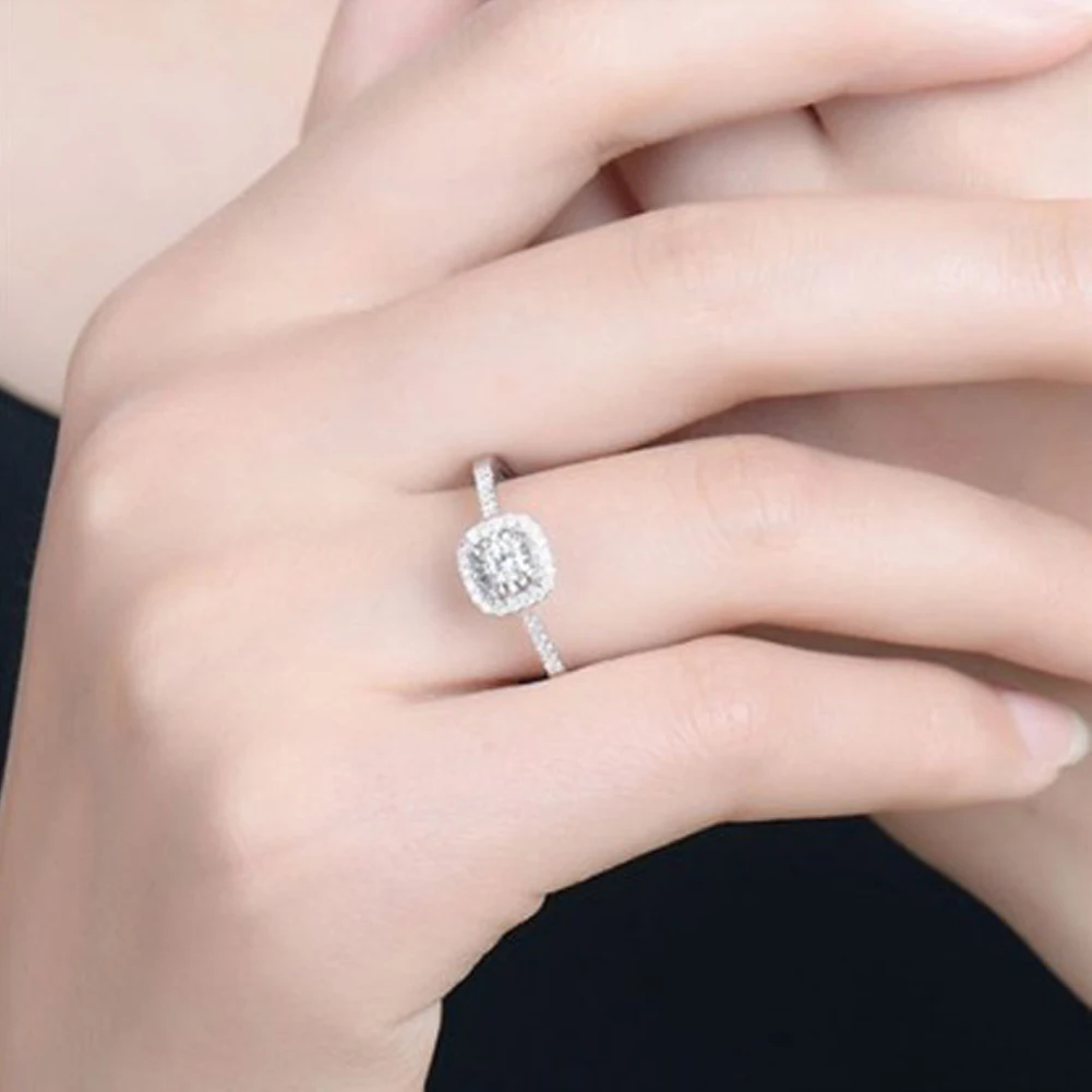 

Luxury Female White Bridal Ring Set Fashion Silver Color Wedding Band Jewelry Promise Love Round Engagement Rings For Women