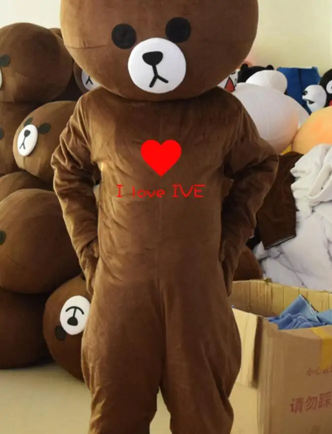 Костюм-талисман с забавным коричневым медведем на Хэллоуин костюм для взрослых