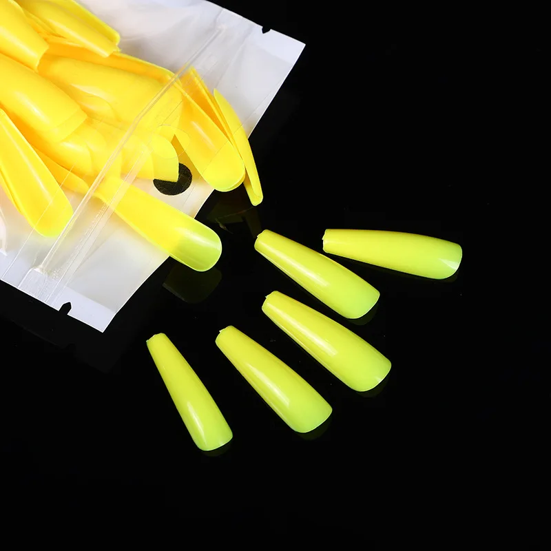 100 шт Искусственные ногти однотонные Цвет длинные балерина простой накладные