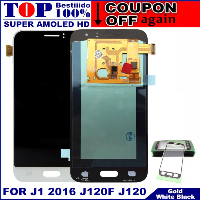 Супер AMOLED HD lcd Замена для samsung Galaxy J120 J120F J120H J120M lcd s 4," дисплей кодирующий преобразователь сенсорного экрана в сборе