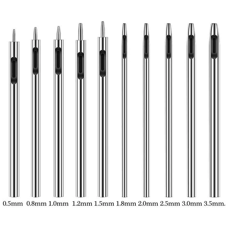 

10 Pcs Leather Hole Punch Cutter 0.5mm-5mm Hollow Punch Set for Leather Crafting Round Hollow Tools