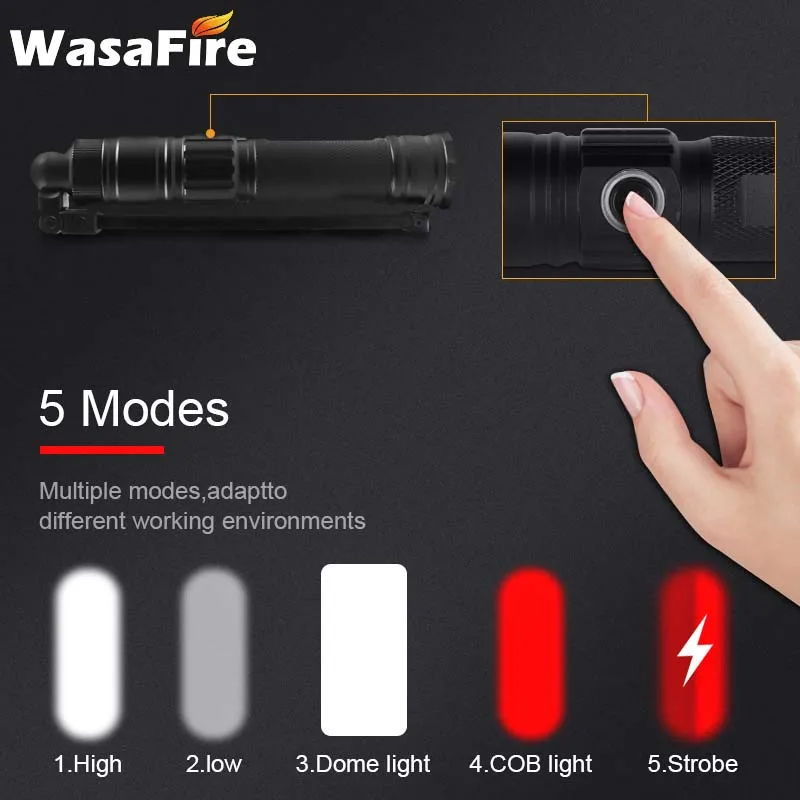 Waterproof COB Led Lanterna Foldable Magetic Flashlights Rotate Working Light USB Rechargeable 5 Modes Torch Lamp For Camping | Лампы и