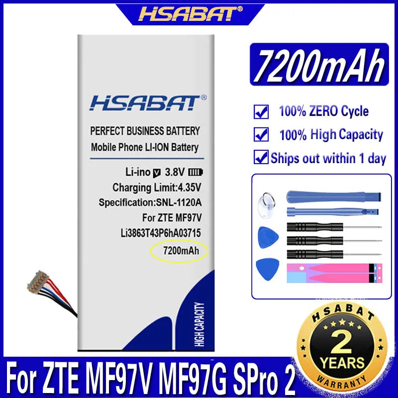 Аккумулятор HSABAT Li3863T43P6hA03715 7200 мАч для ZTE MF97V MF97B SRQ-MF97V MF97G AT&ampT/Verizon S Pro 2/SPro2 |