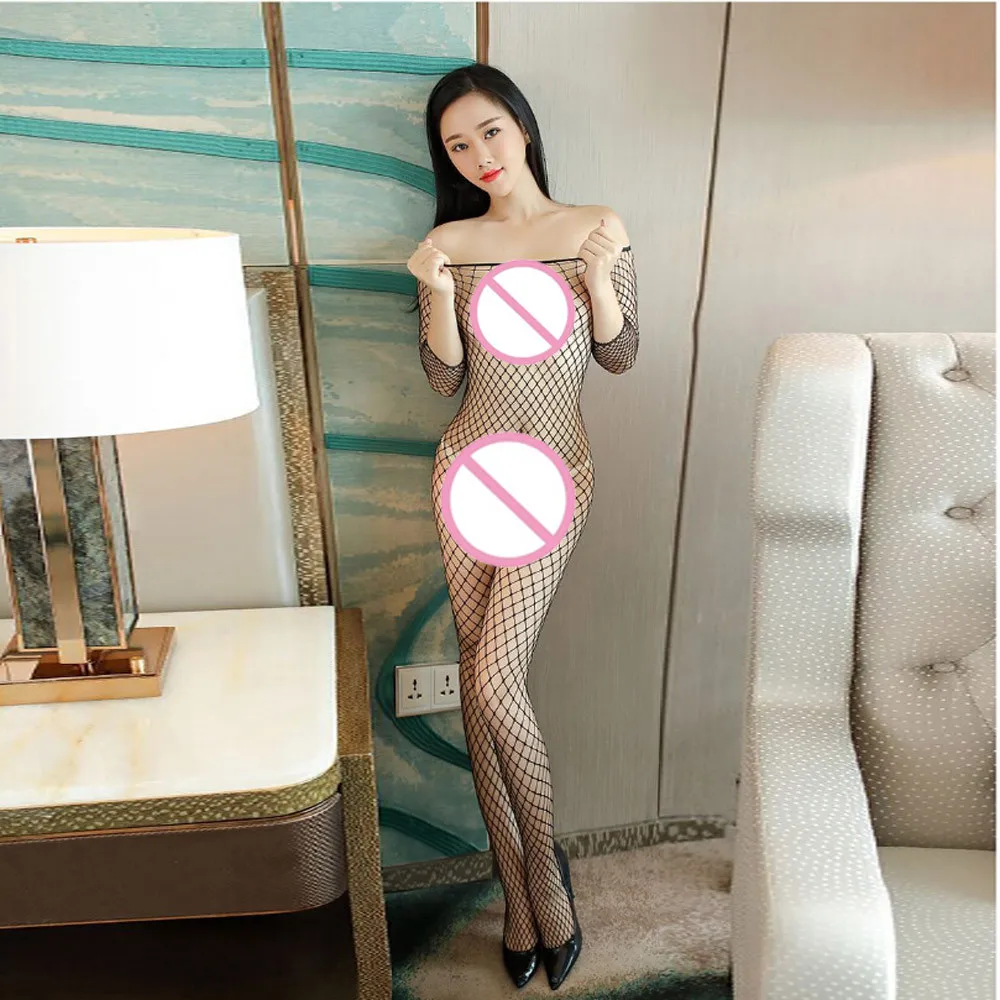 Ажурное боди без косточек чулок для тела открытая промежность однотонное