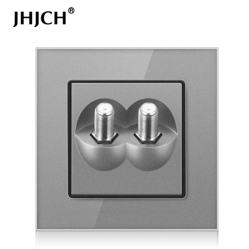 JHJCH-спутниковая розетка, кристальная панель из закаленного стекла, 1 группа, 2 группы, белый, черный, золотой, серый (art.: 3920b95ea8611) - 3920b95ea8611