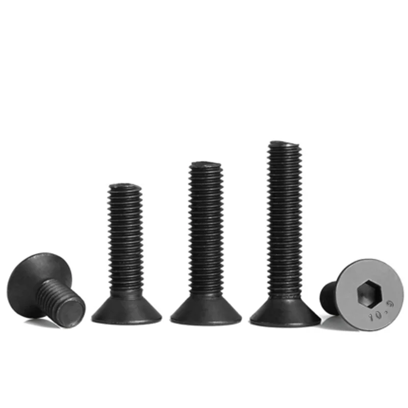 M5 M6 шестигранные винты с потайной головкой болты плоской 10 9 класс черный 20 60 мм