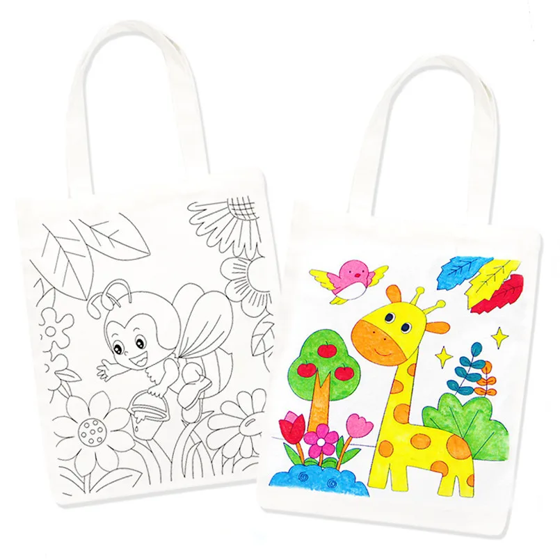 56 см детская сумка для рукоделия с граффити ручная роспись Холщовая Сумка