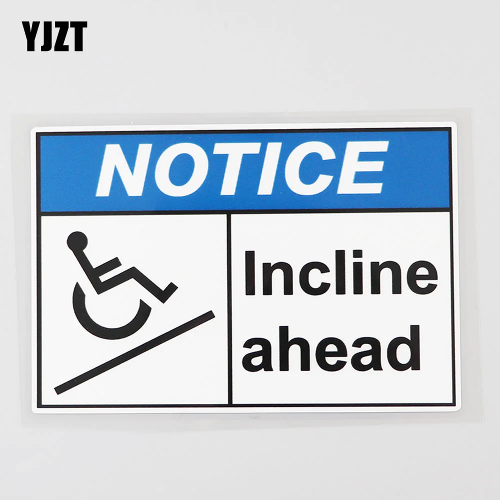 

YJZT 14.1CM×9.4CM Incline Ahead Notice Waterproof Decal PVC Car Sticker 12C-0208