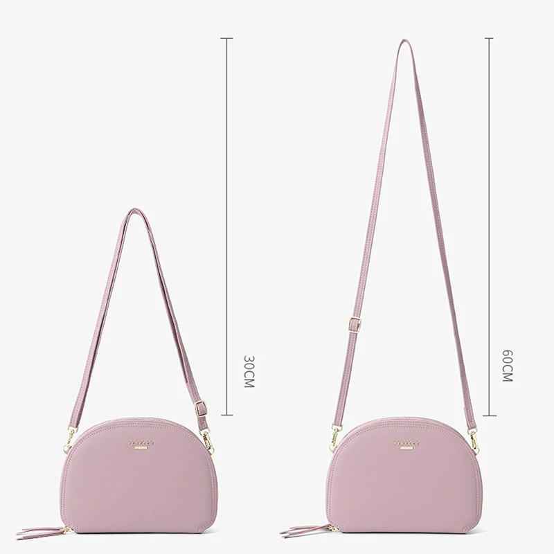 

Women Shoulder Bag PU Leather Double Zipper Phone Card Coin Bag Solid Color Female Crossbody Bag Fashion Party