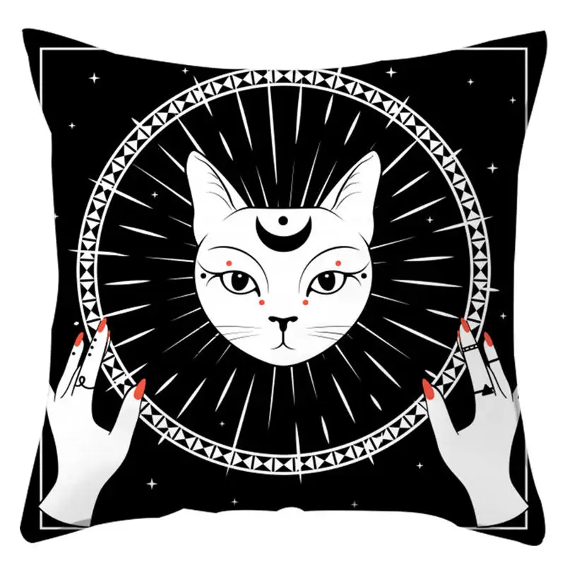 PC068-10 Boniu Moon Cat рисунок квадратная наволочка домашний дом декор подушка в богемском стиле чехол полиэстер наволочка диванные подушки - Цвет: PC068-10