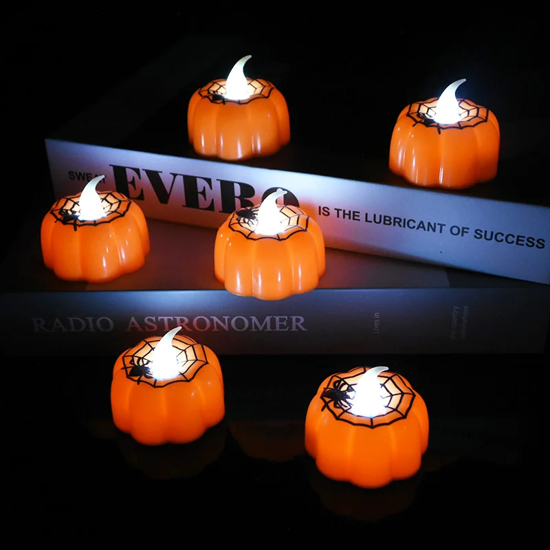 1шт Малых тыквы LED Night Light Хэллоуин украшение Prop Мерцание беспламенной свеча лампа