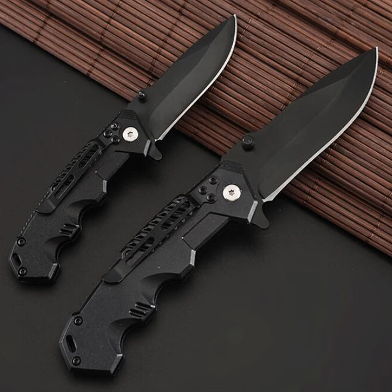 Складной нож с лезвием 7Cr15MoV Тактический стальной клинок черной ручкой 5CR15MOV для