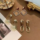 Лидер продаж, Геометрические Квадратные серьги-клипсы GRACE JUN, не проколотые серьги для женщин, модные серьги-клипсы с бантом и кисточками для вечеринок и свадеб