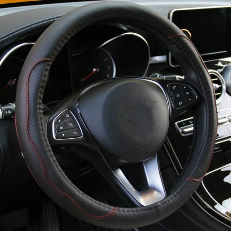 6 цветов рулевого колеса автомобиля крышки Универсальный Автомобильный Volant Кожаная оплетка на руль рулевого колеса, с нескользящей подошвой, принципиально Авто Стайлинг
