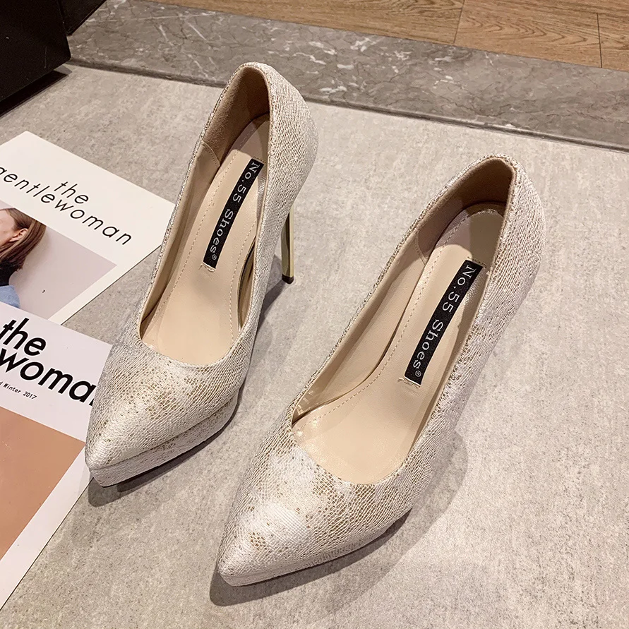 2020 роскошная женская обувь со стразами Цвет золотистый серебристый 12 5 см высокие