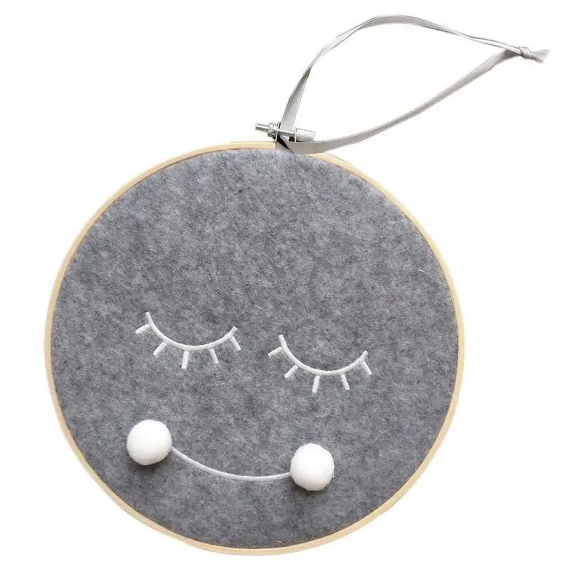 Nordic Style Kids Decoration Wind Chimes Wooden Felt Smile Face Tent Pendant Baby Room Wall Hanging Decor Ornaments |