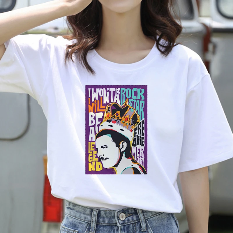 

Women Graphic Rock Top Tees Female Freddie Mercury Queen Band T Shirt Fashion Queen Tshirt Women Harajuku Vintage T-shirt