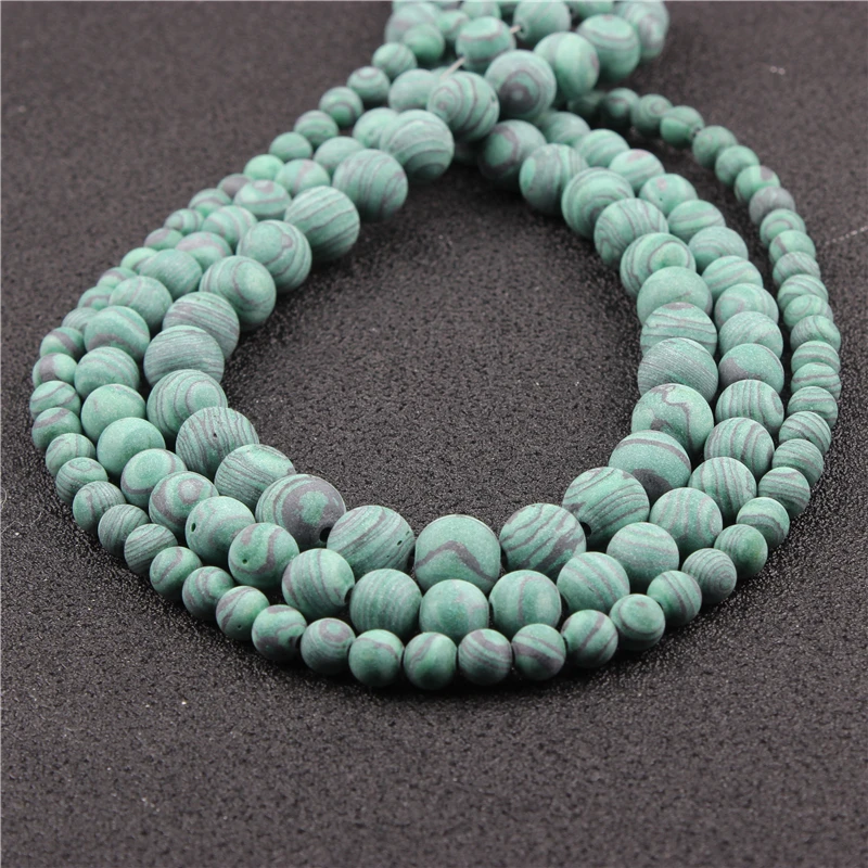 

WholesaleNaturalFrosted MalachiteRoundBeadsLooseBeads6/8/10/12MMSuitableForJewelryMakingDIYBraceletNecklace
