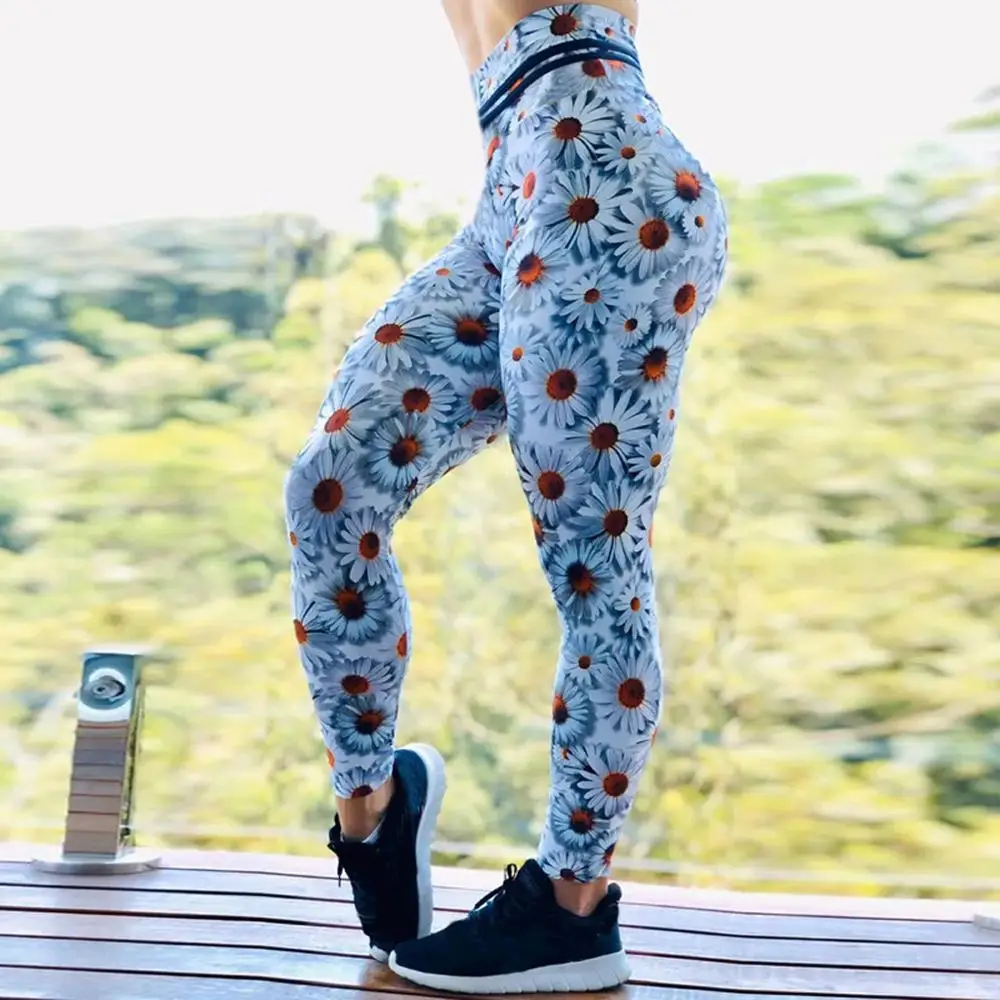 Женские спортивные Леггинсы с принтом Эластичные Обтягивающие высокой талией и